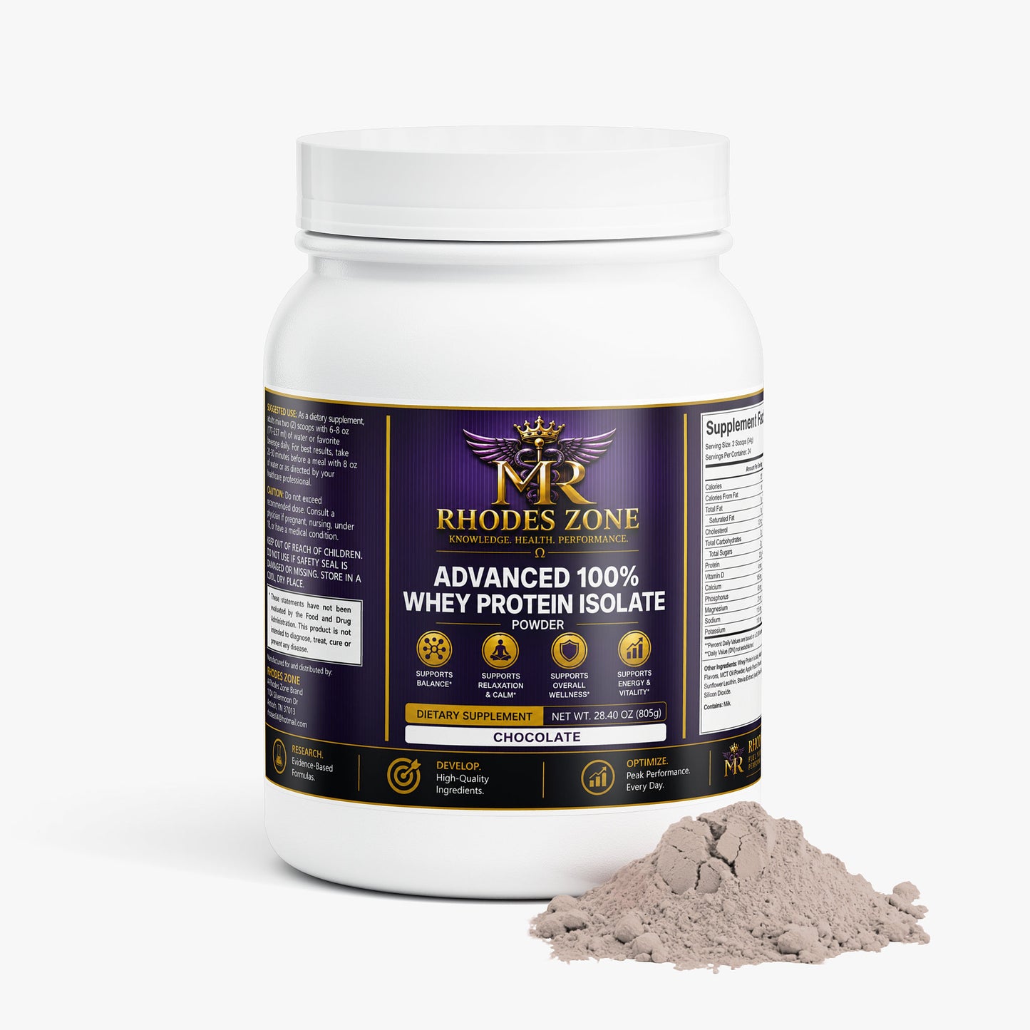 Advanced 100% Whey Protein Isolate (Chocolate) | Muscle Recovery | Rhodes Zone