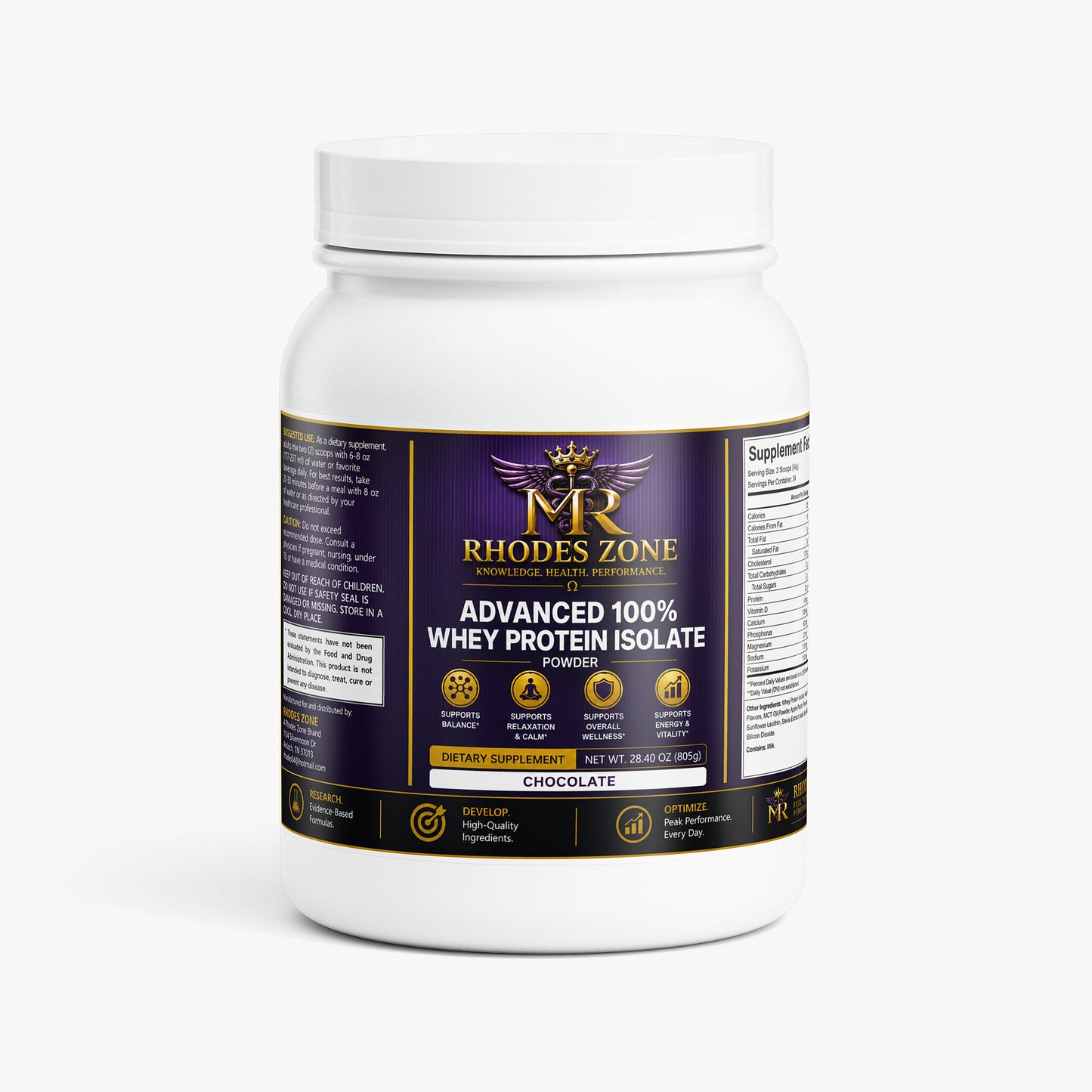 Advanced 100% Whey Protein Isolate (Chocolate) | Muscle Recovery | Rhodes Zone