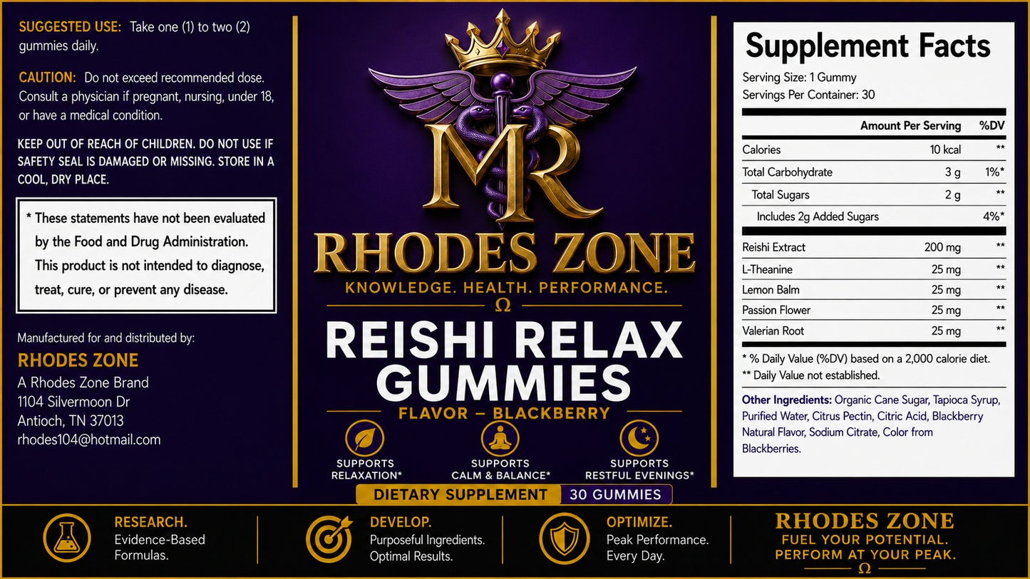 Reishi Relax Gummies | Relaxation Support | Rhodes Zone
